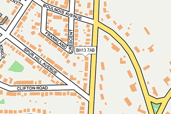 BH13 7AB map - OS OpenMap – Local (Ordnance Survey)