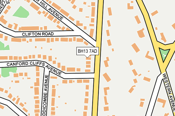 BH13 7AD map - OS OpenMap – Local (Ordnance Survey)