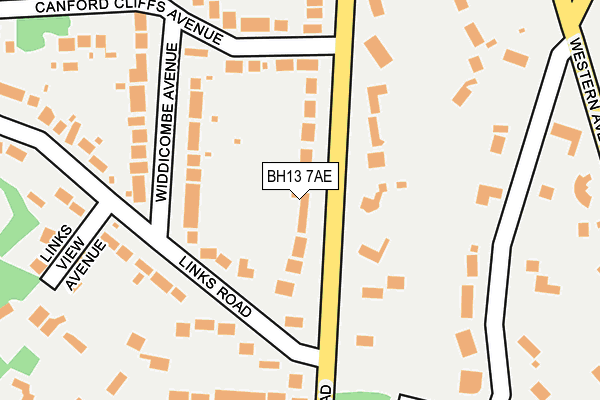 BH13 7AE map - OS OpenMap – Local (Ordnance Survey)