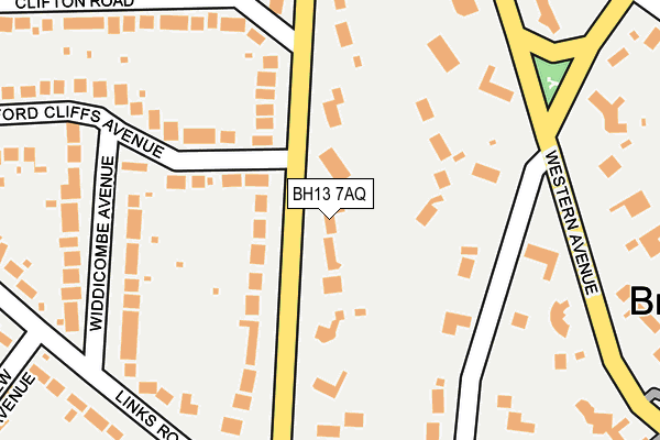 BH13 7AQ map - OS OpenMap – Local (Ordnance Survey)