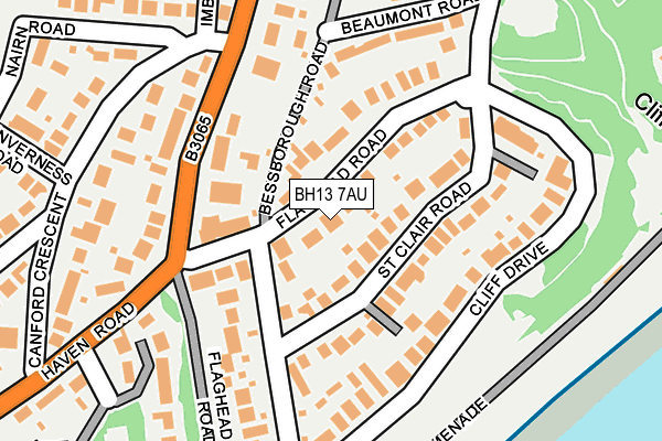 BH13 7AU map - OS OpenMap – Local (Ordnance Survey)