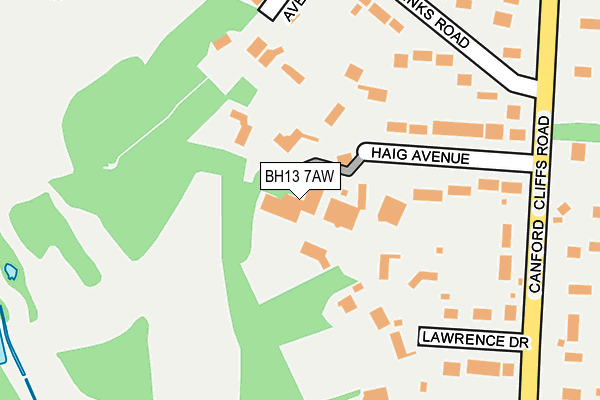 BH13 7AW map - OS OpenMap – Local (Ordnance Survey)