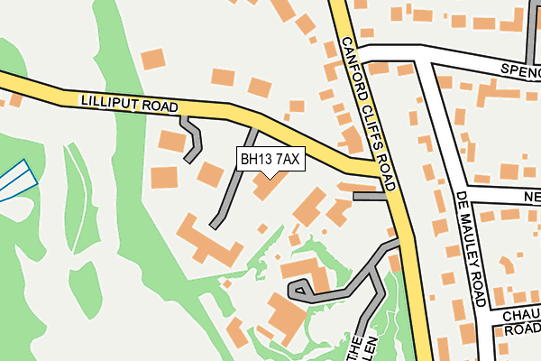 BH13 7AX map - OS OpenMap – Local (Ordnance Survey)