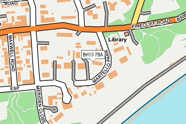 BH13 7BA map - OS OpenMap – Local (Ordnance Survey)
