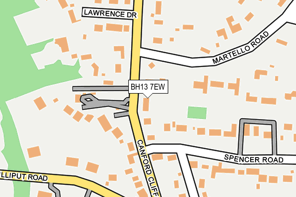 BH13 7EW map - OS OpenMap – Local (Ordnance Survey)
