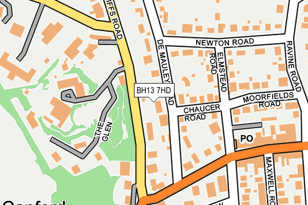 BH13 7HD map - OS OpenMap – Local (Ordnance Survey)