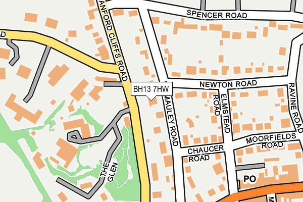 BH13 7HW map - OS OpenMap – Local (Ordnance Survey)