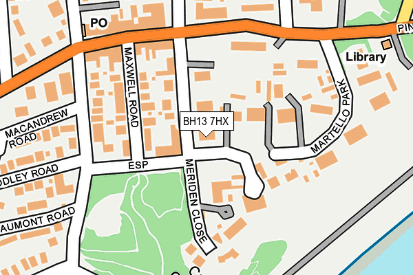 BH13 7HX map - OS OpenMap – Local (Ordnance Survey)