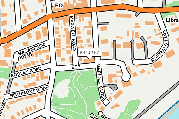 BH13 7HZ map - OS OpenMap – Local (Ordnance Survey)