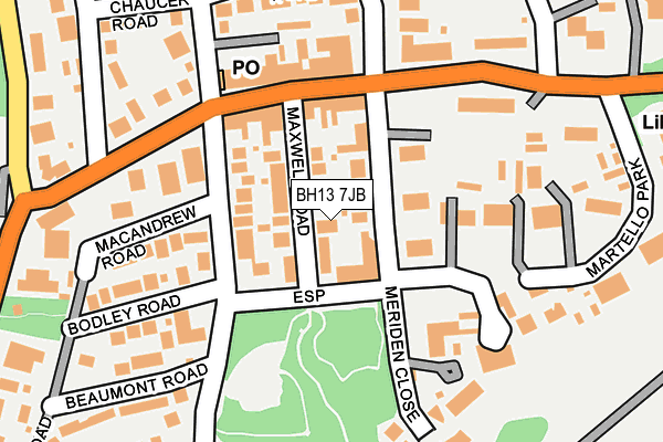 BH13 7JB map - OS OpenMap – Local (Ordnance Survey)