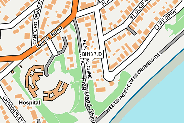 BH13 7JD map - OS OpenMap – Local (Ordnance Survey)