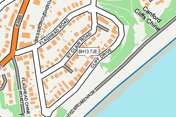 BH13 7JE map - OS OpenMap – Local (Ordnance Survey)