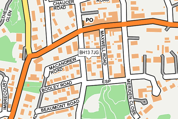 BH13 7JG map - OS OpenMap – Local (Ordnance Survey)