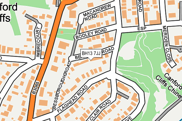 BH13 7JJ map - OS OpenMap – Local (Ordnance Survey)