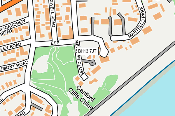 BH13 7JT map - OS OpenMap – Local (Ordnance Survey)