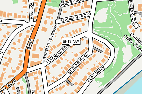 BH13 7JW map - OS OpenMap – Local (Ordnance Survey)