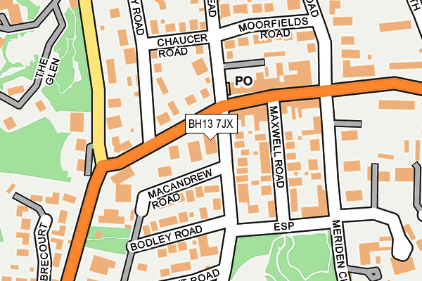 BH13 7JX map - OS OpenMap – Local (Ordnance Survey)