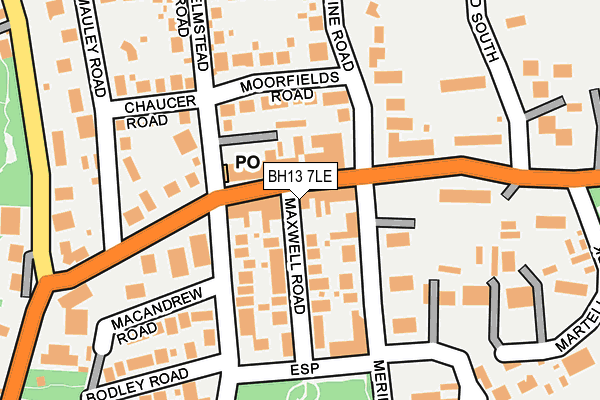 BH13 7LE map - OS OpenMap – Local (Ordnance Survey)