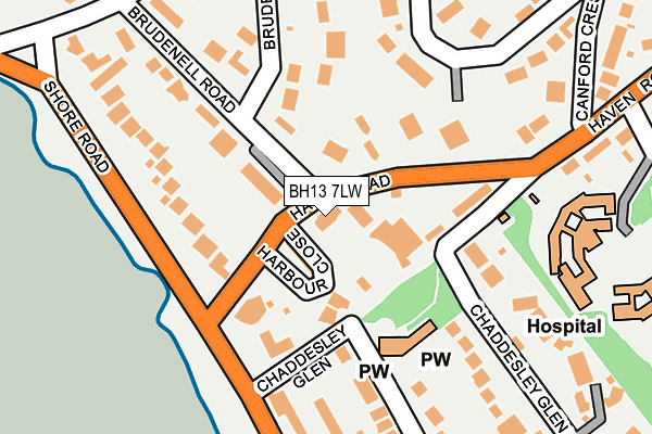 BH13 7LW map - OS OpenMap – Local (Ordnance Survey)