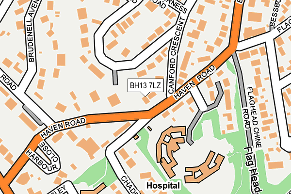 BH13 7LZ map - OS OpenMap – Local (Ordnance Survey)