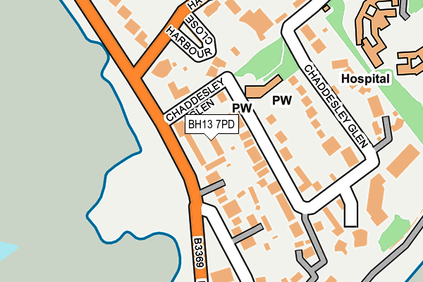 BH13 7PD map - OS OpenMap – Local (Ordnance Survey)