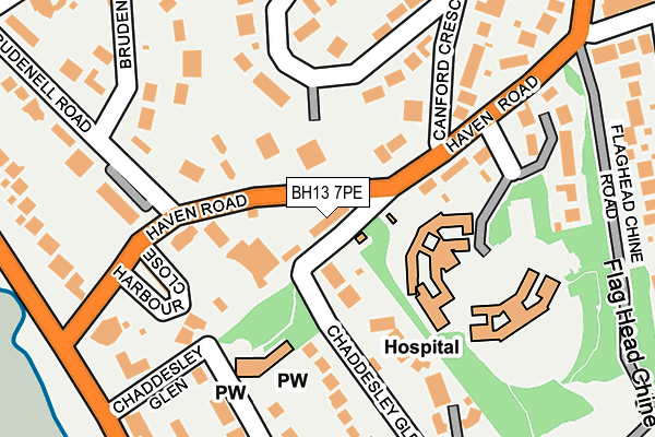 BH13 7PE map - OS OpenMap – Local (Ordnance Survey)