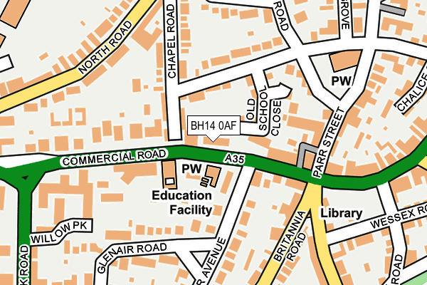 BH14 0AF map - OS OpenMap – Local (Ordnance Survey)