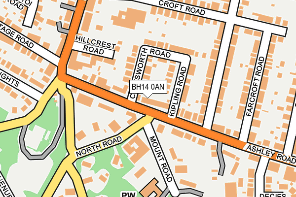 BH14 0AN map - OS OpenMap – Local (Ordnance Survey)