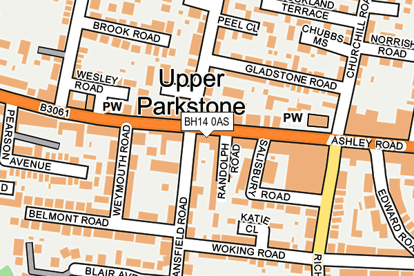 BH14 0AS map - OS OpenMap – Local (Ordnance Survey)