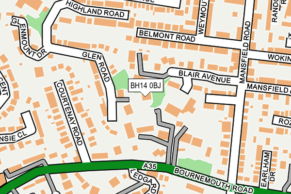 BH14 0BJ map - OS OpenMap – Local (Ordnance Survey)