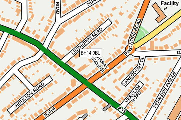 BH14 0BL map - OS OpenMap – Local (Ordnance Survey)