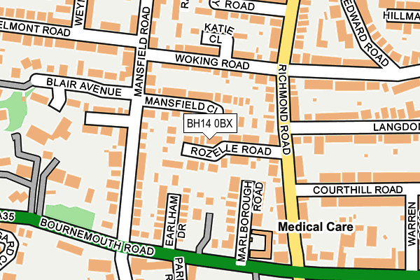 BH14 0BX map - OS OpenMap – Local (Ordnance Survey)