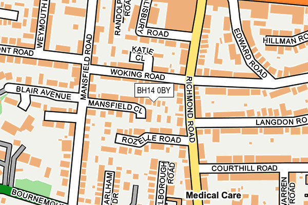 BH14 0BY map - OS OpenMap – Local (Ordnance Survey)