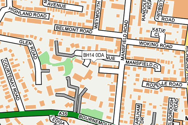 BH14 0DA map - OS OpenMap – Local (Ordnance Survey)