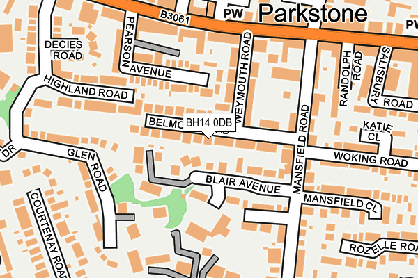 BH14 0DB map - OS OpenMap – Local (Ordnance Survey)