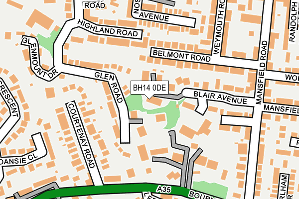 BH14 0DE map - OS OpenMap – Local (Ordnance Survey)