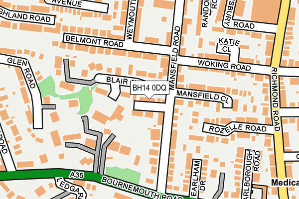 BH14 0DQ map - OS OpenMap – Local (Ordnance Survey)