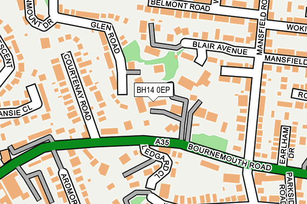 BH14 0EP map - OS OpenMap – Local (Ordnance Survey)