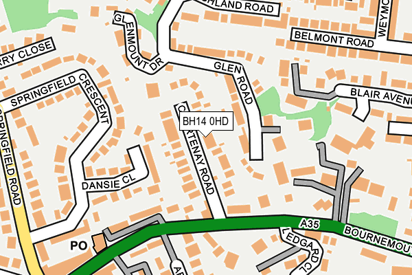BH14 0HD map - OS OpenMap – Local (Ordnance Survey)