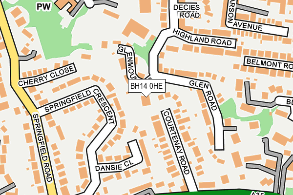 BH14 0HE map - OS OpenMap – Local (Ordnance Survey)