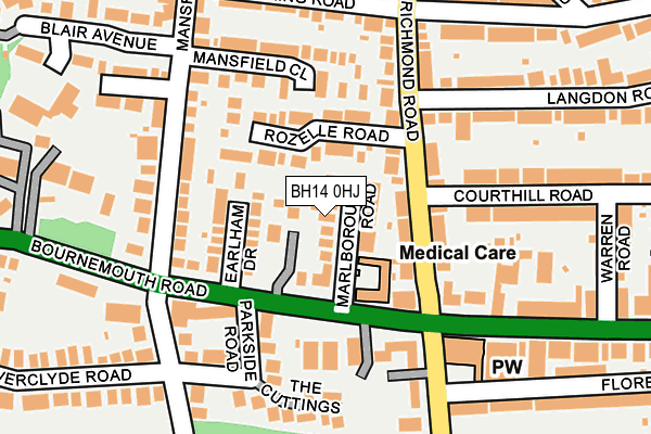 BH14 0HJ map - OS OpenMap – Local (Ordnance Survey)