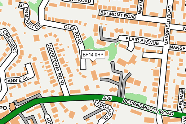 BH14 0HP map - OS OpenMap – Local (Ordnance Survey)