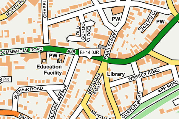 BH14 0JR map - OS OpenMap – Local (Ordnance Survey)