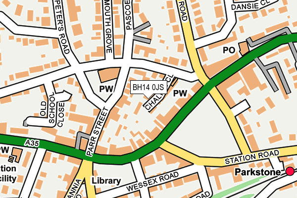 BH14 0JS map - OS OpenMap – Local (Ordnance Survey)