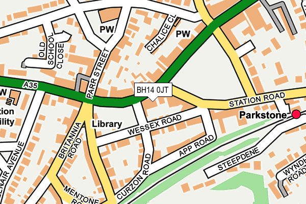 BH14 0JT map - OS OpenMap – Local (Ordnance Survey)