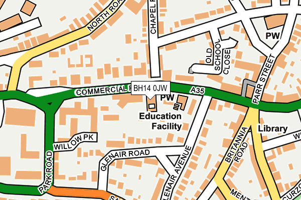 BH14 0JW map - OS OpenMap – Local (Ordnance Survey)