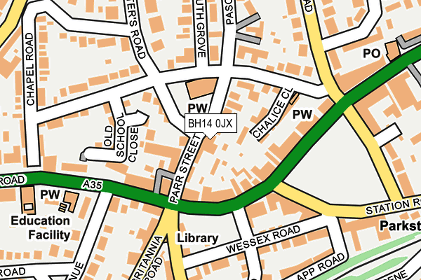 BH14 0JX map - OS OpenMap – Local (Ordnance Survey)