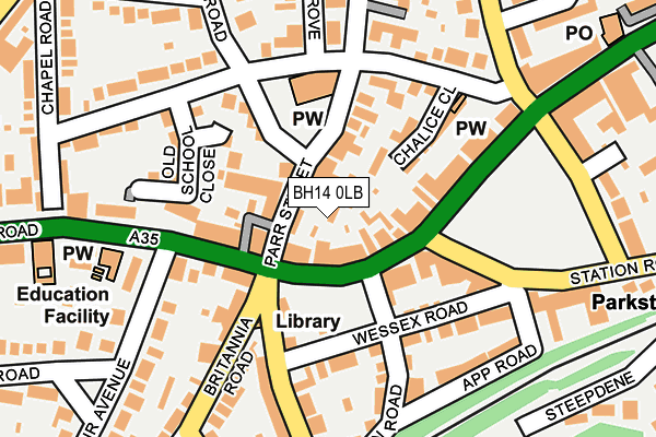 BH14 0LB map - OS OpenMap – Local (Ordnance Survey)