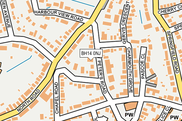 BH14 0NJ map - OS OpenMap – Local (Ordnance Survey)