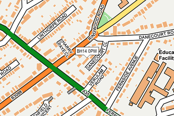 BH14 0PW map - OS OpenMap – Local (Ordnance Survey)